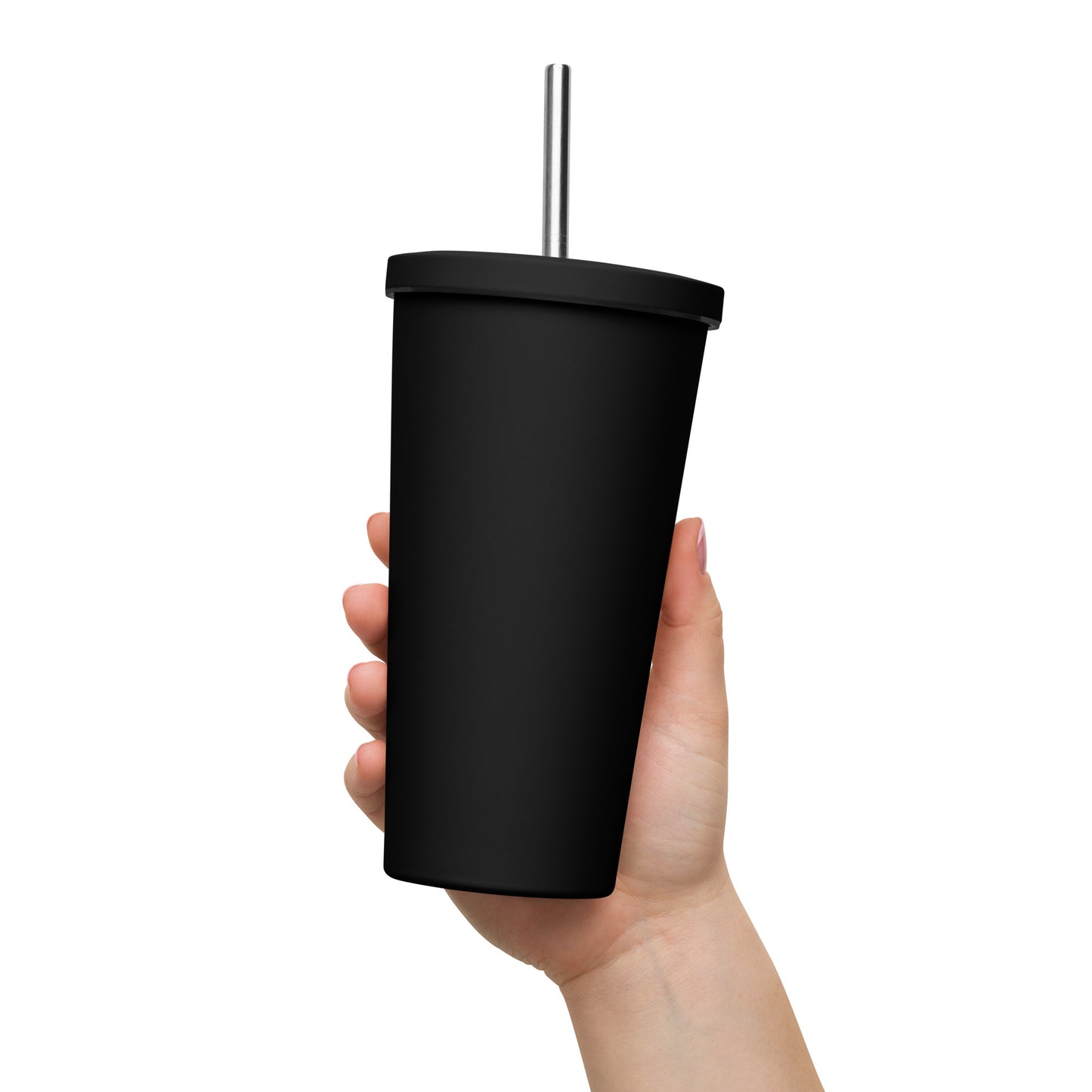 Insulated tumbler with a straw