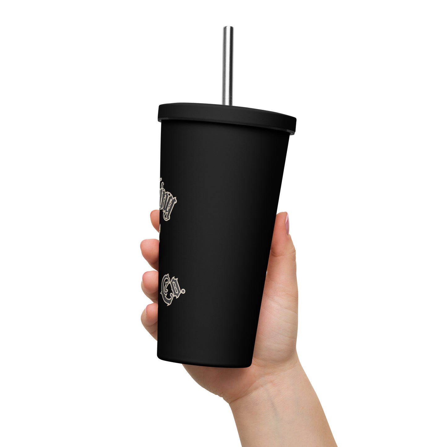 Insulated tumbler with a straw