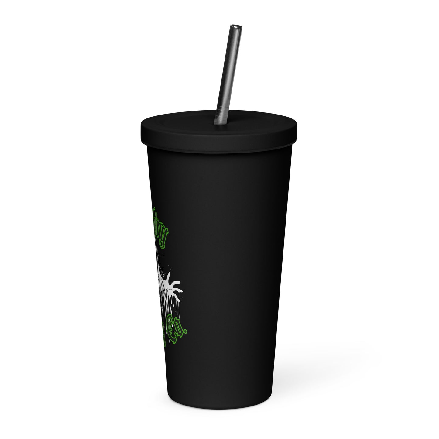 Insulated tumbler with a straw