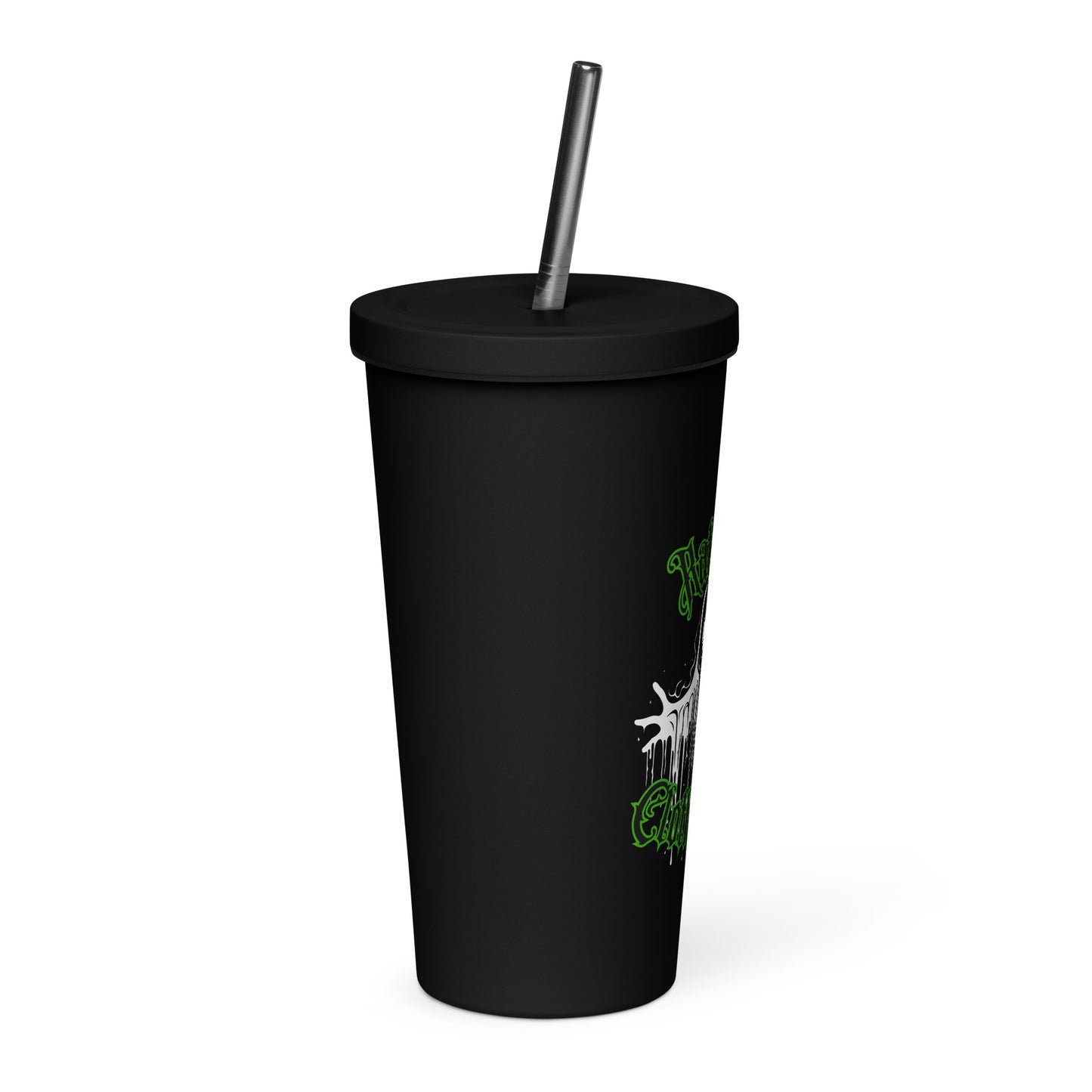 Insulated tumbler with a straw