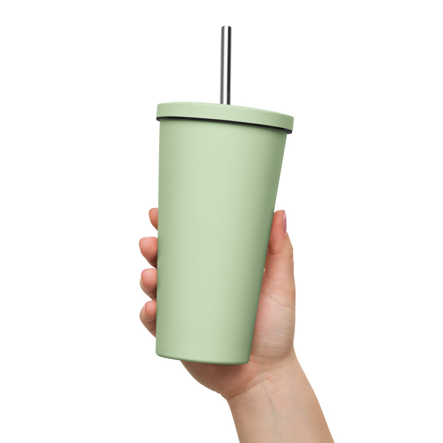 Insulated tumbler with a straw