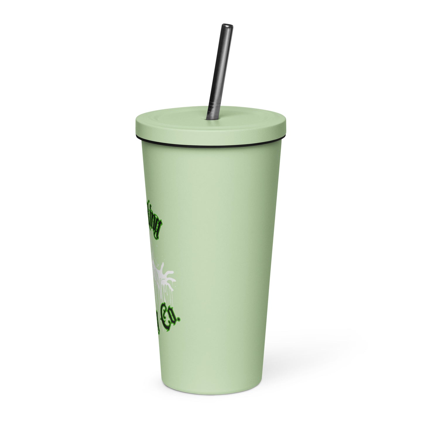 Insulated tumbler with a straw