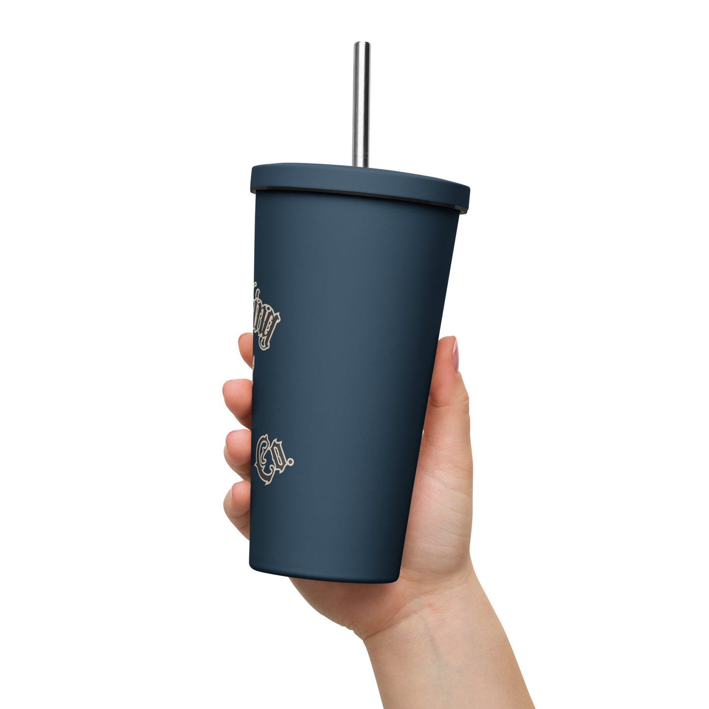 Insulated tumbler with a straw