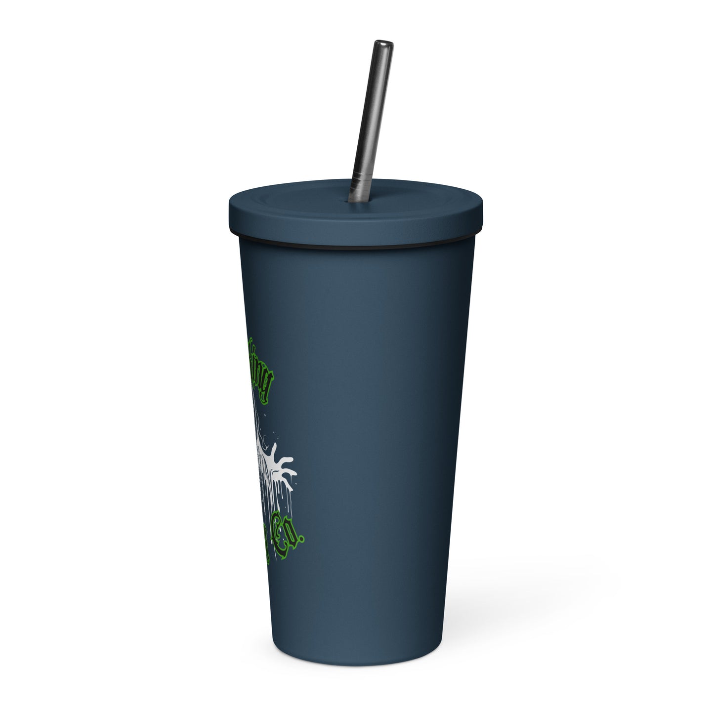 Insulated tumbler with a straw