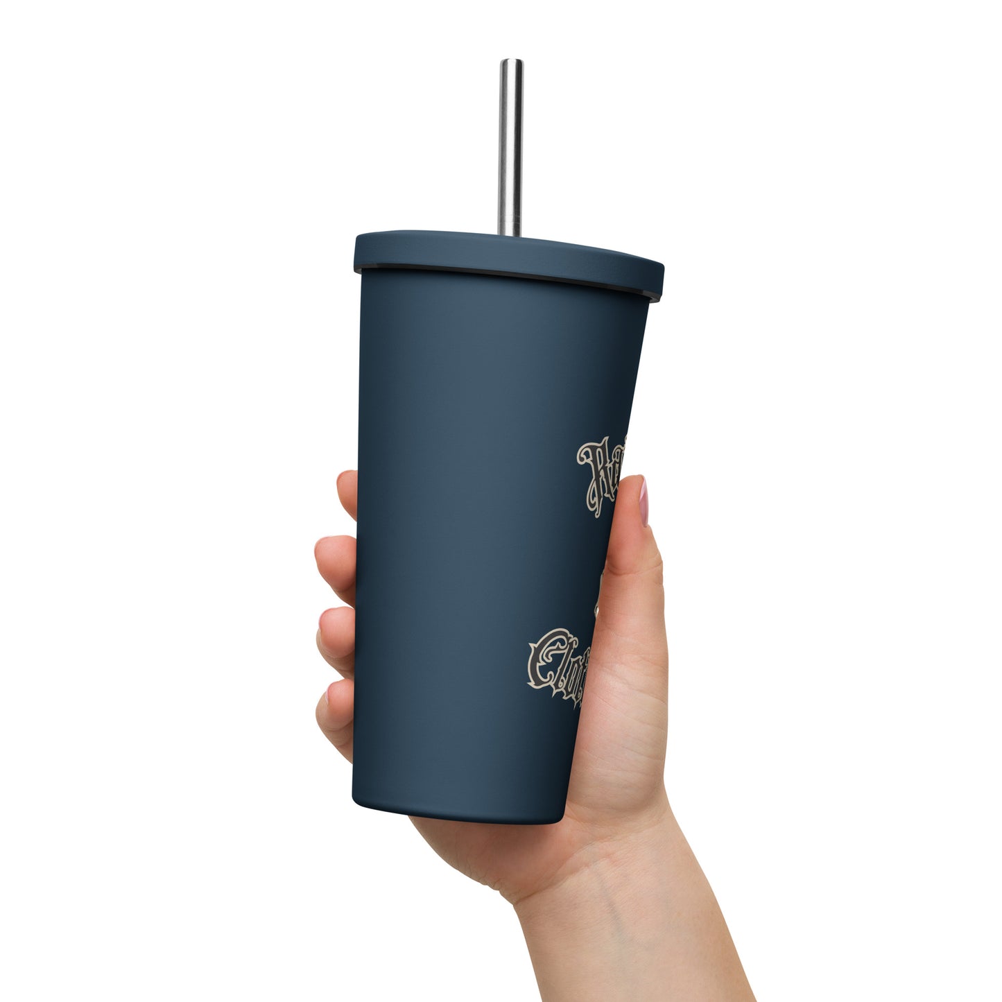 Insulated tumbler with a straw