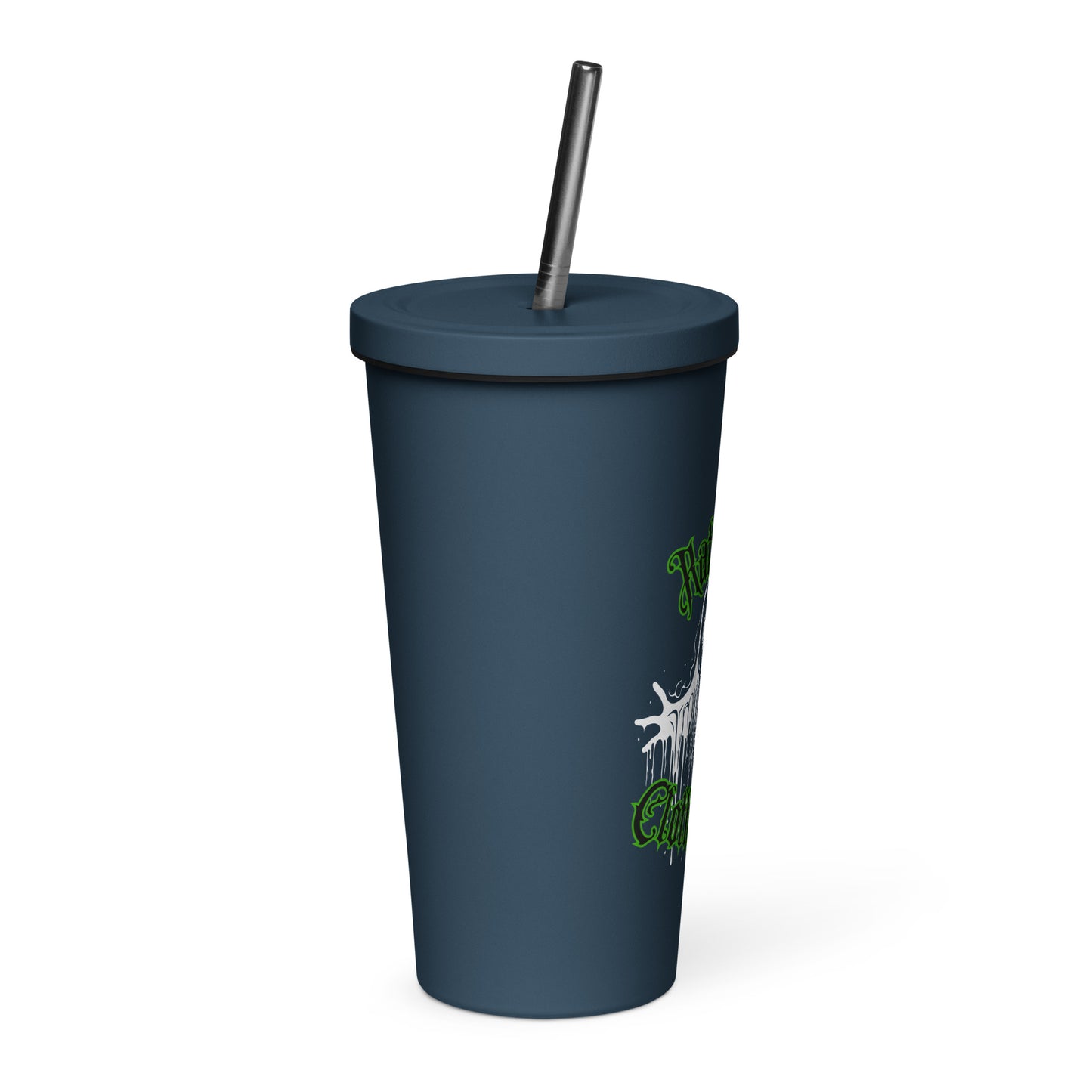Insulated tumbler with a straw