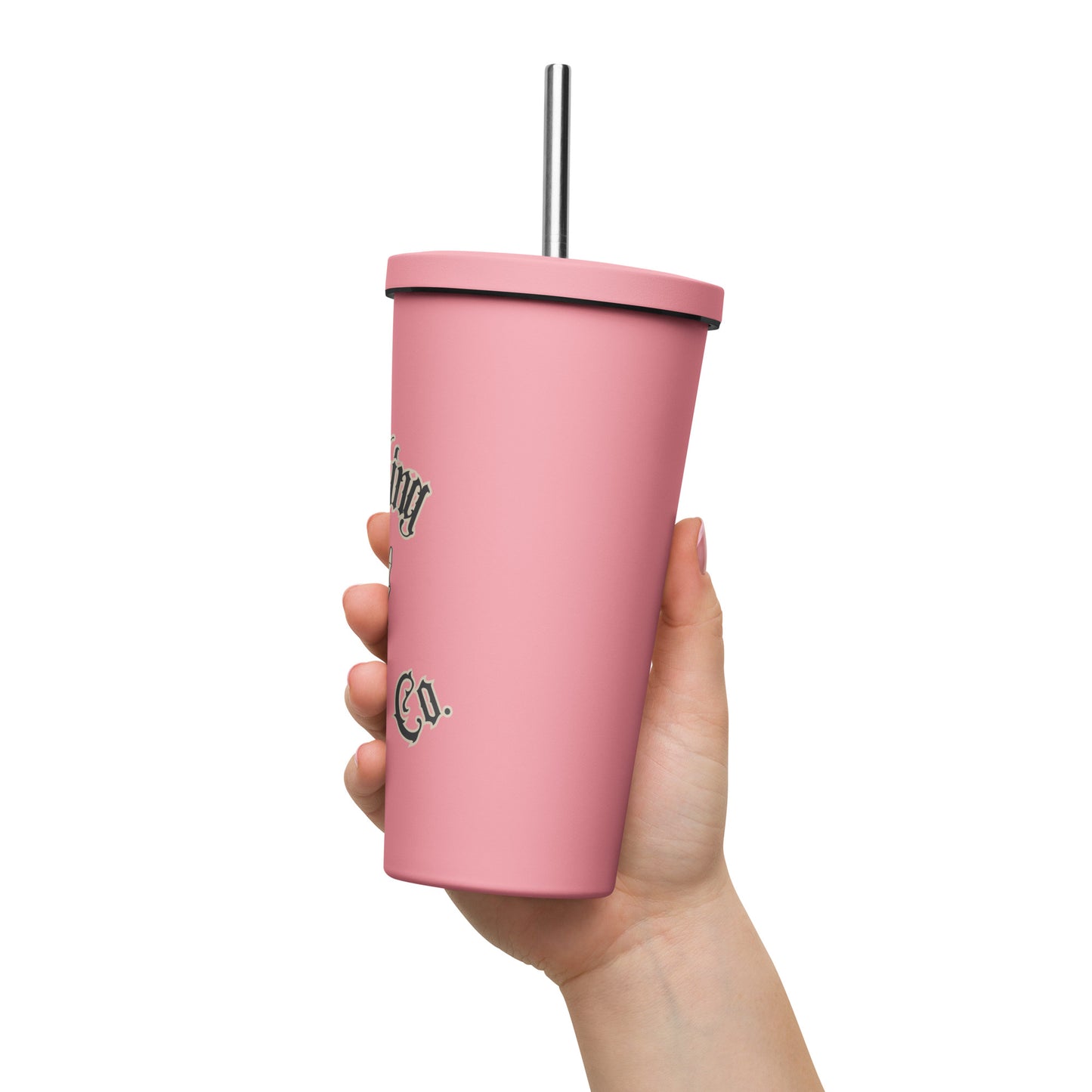 Insulated tumbler with a straw