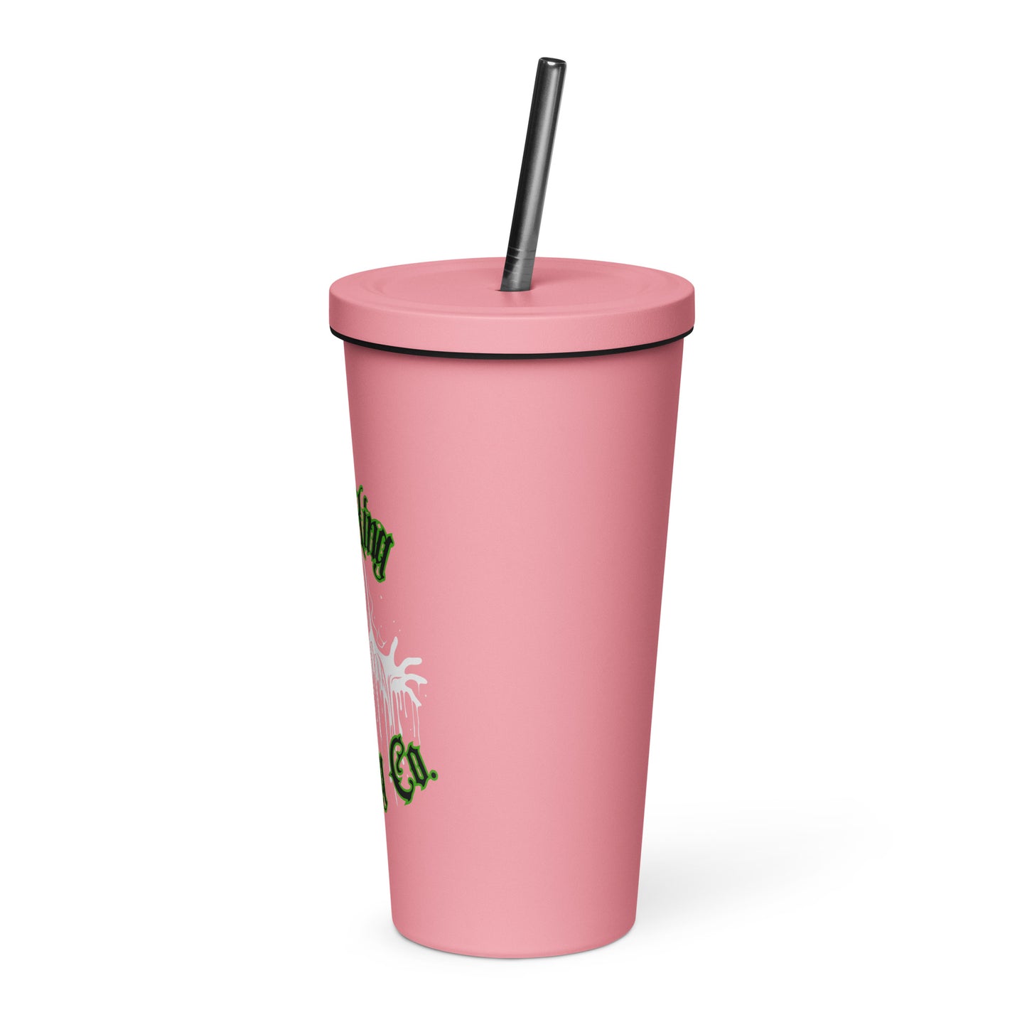 Insulated tumbler with a straw