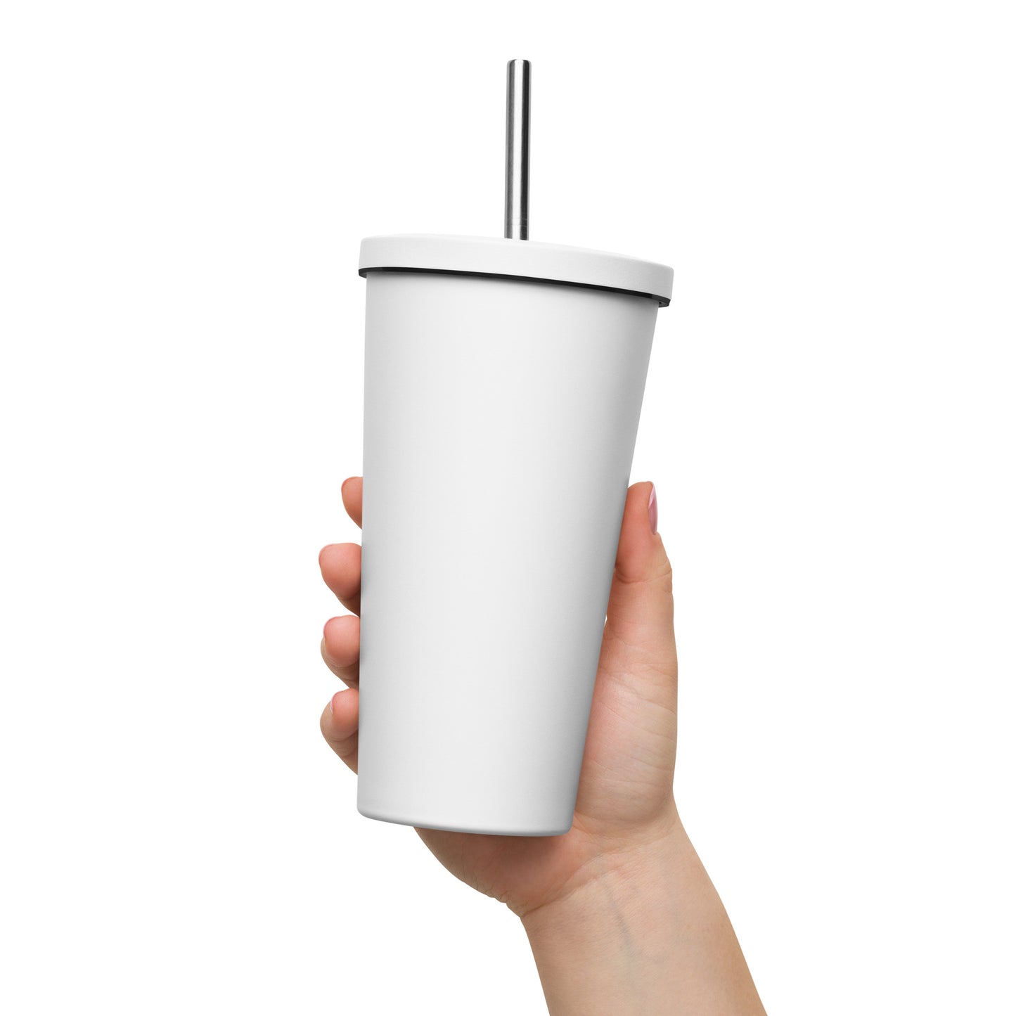 Insulated tumbler with a straw