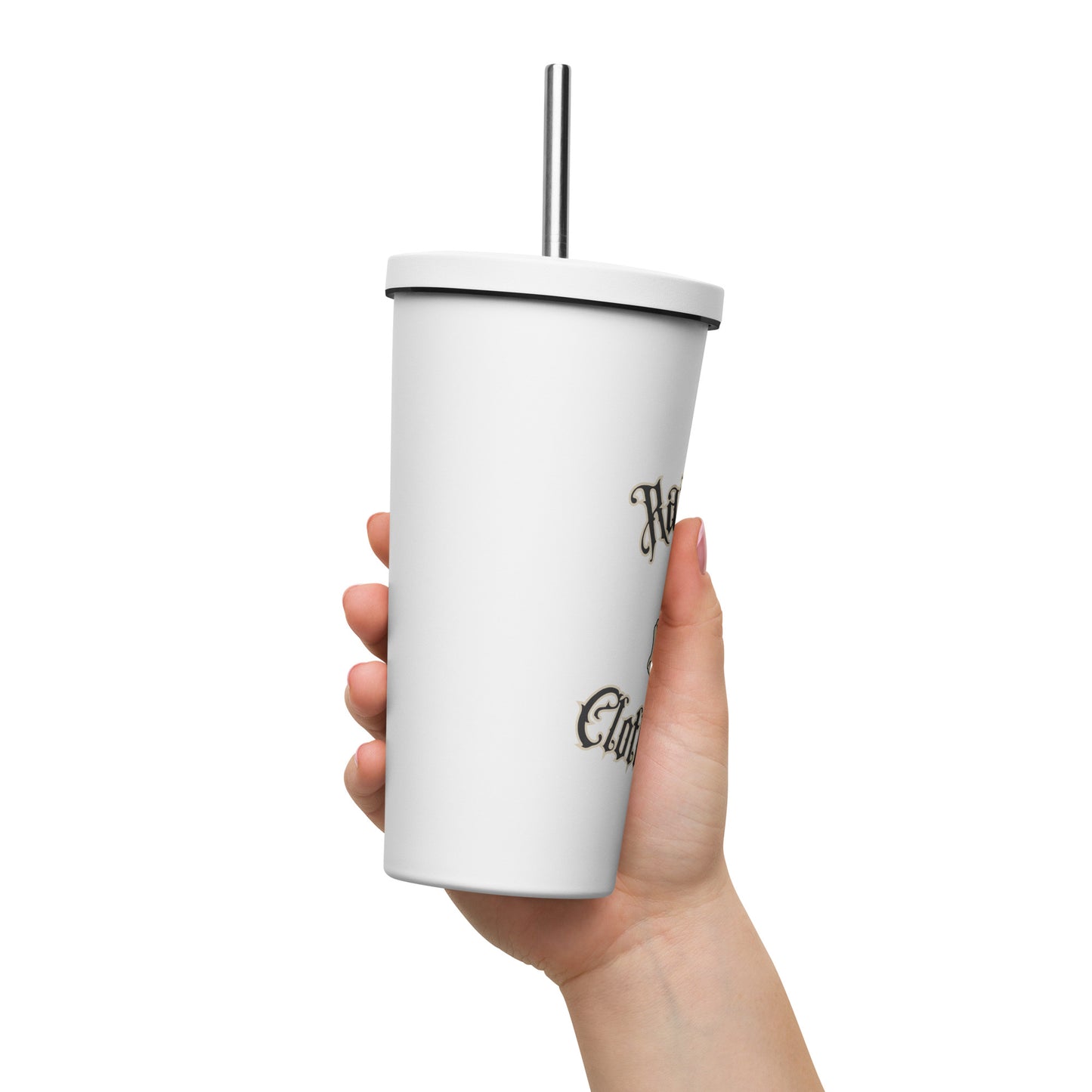 Insulated tumbler with a straw