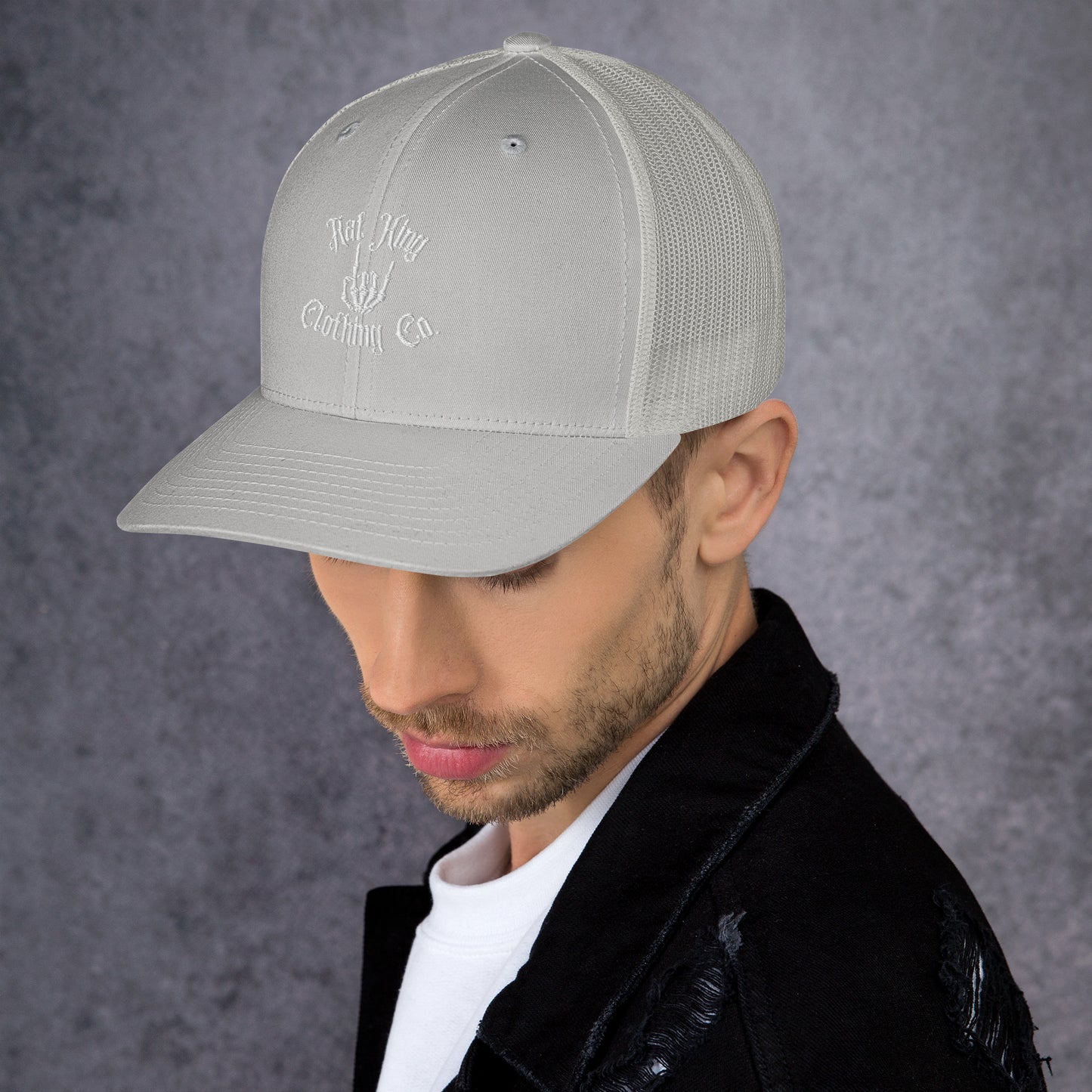 Trucker Cap Embroidered White Logo